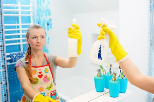 Carpet cleaner inspecting safety equipment before starting work