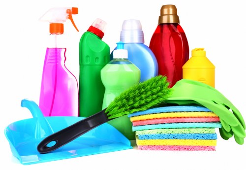 Cleaning professional preparing carpet cleaning equipment at a property