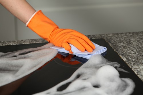 Staff responding to a safety issue during a carpet cleaning job