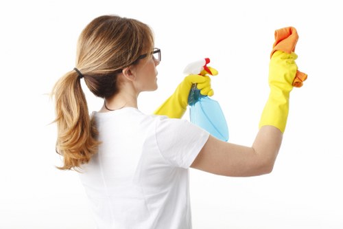 Technician carrying out professional carpet cleaning in a room