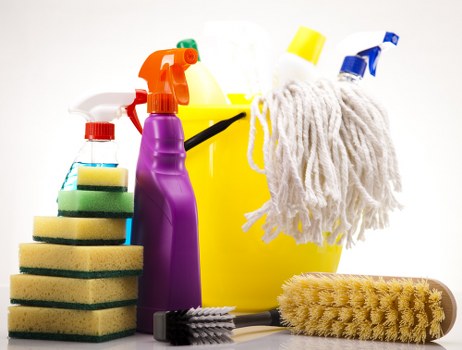 Cleaning team managing water extraction and waste responsibly